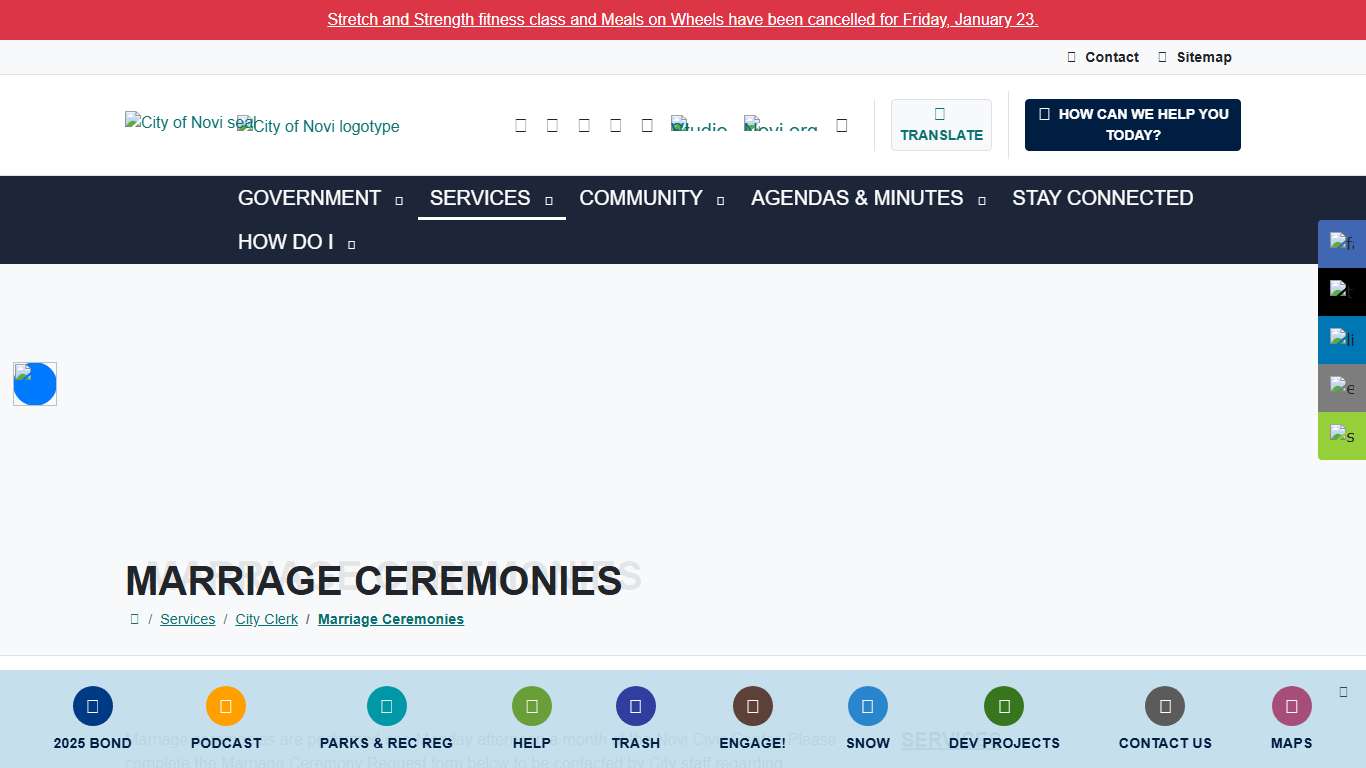 Marriage Ceremonies - City of Novi